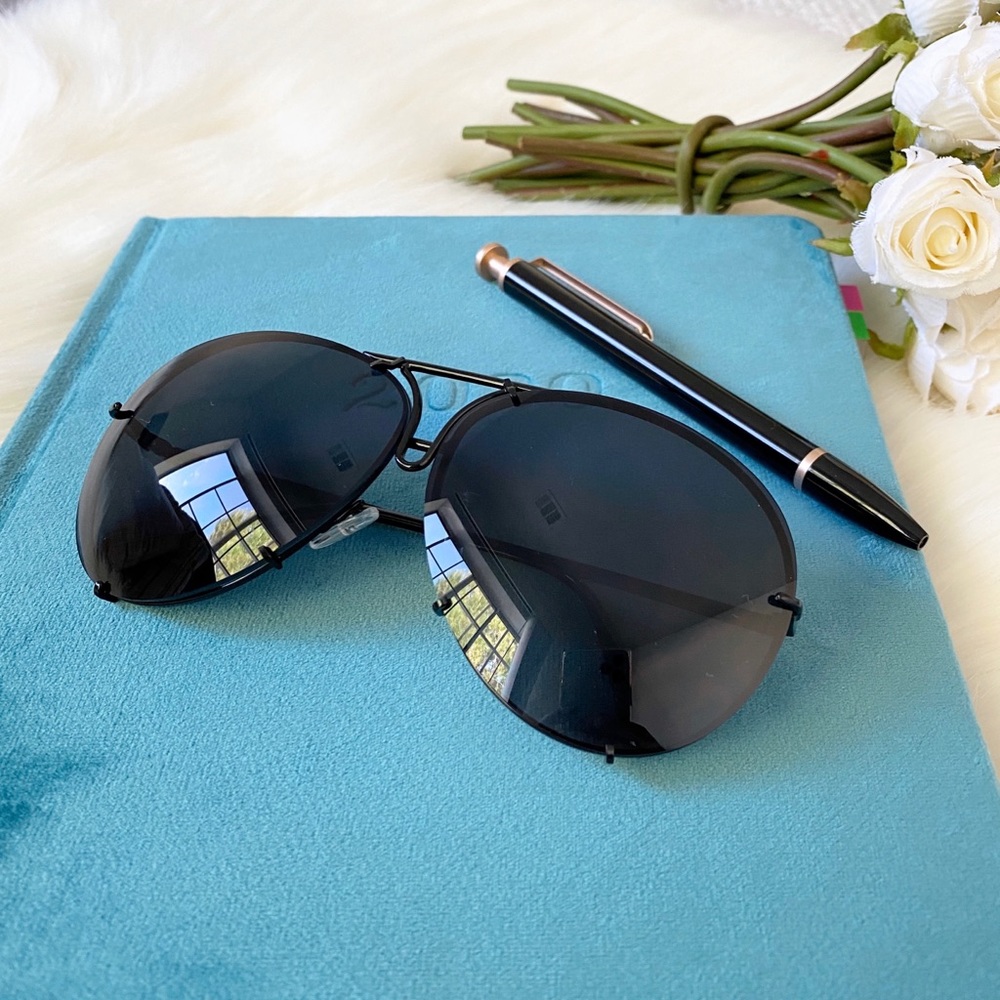 Aviator Sunglasses Black Lens w/ Black Frame